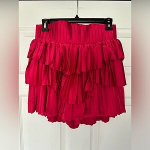 Andrea Iyamah satin pleated lace up shorts